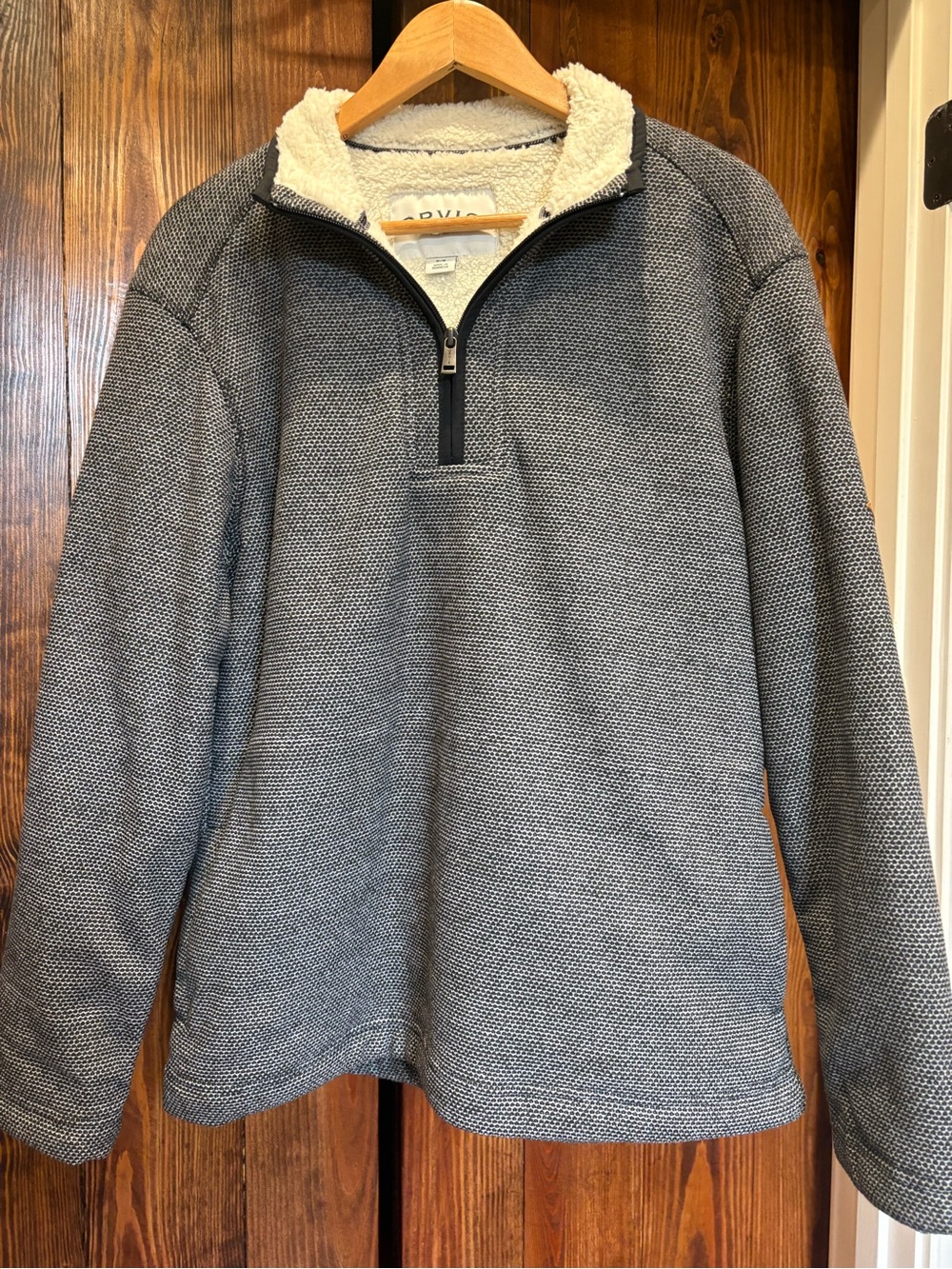 Orvis Brighton Men's Sherpa 1/4 Zip Pullover acket Grey/Black - Size M